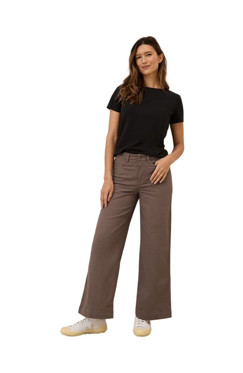 Pact Organic Stretch Twill Wide Leg Pant, Main, color, Deep Taupe