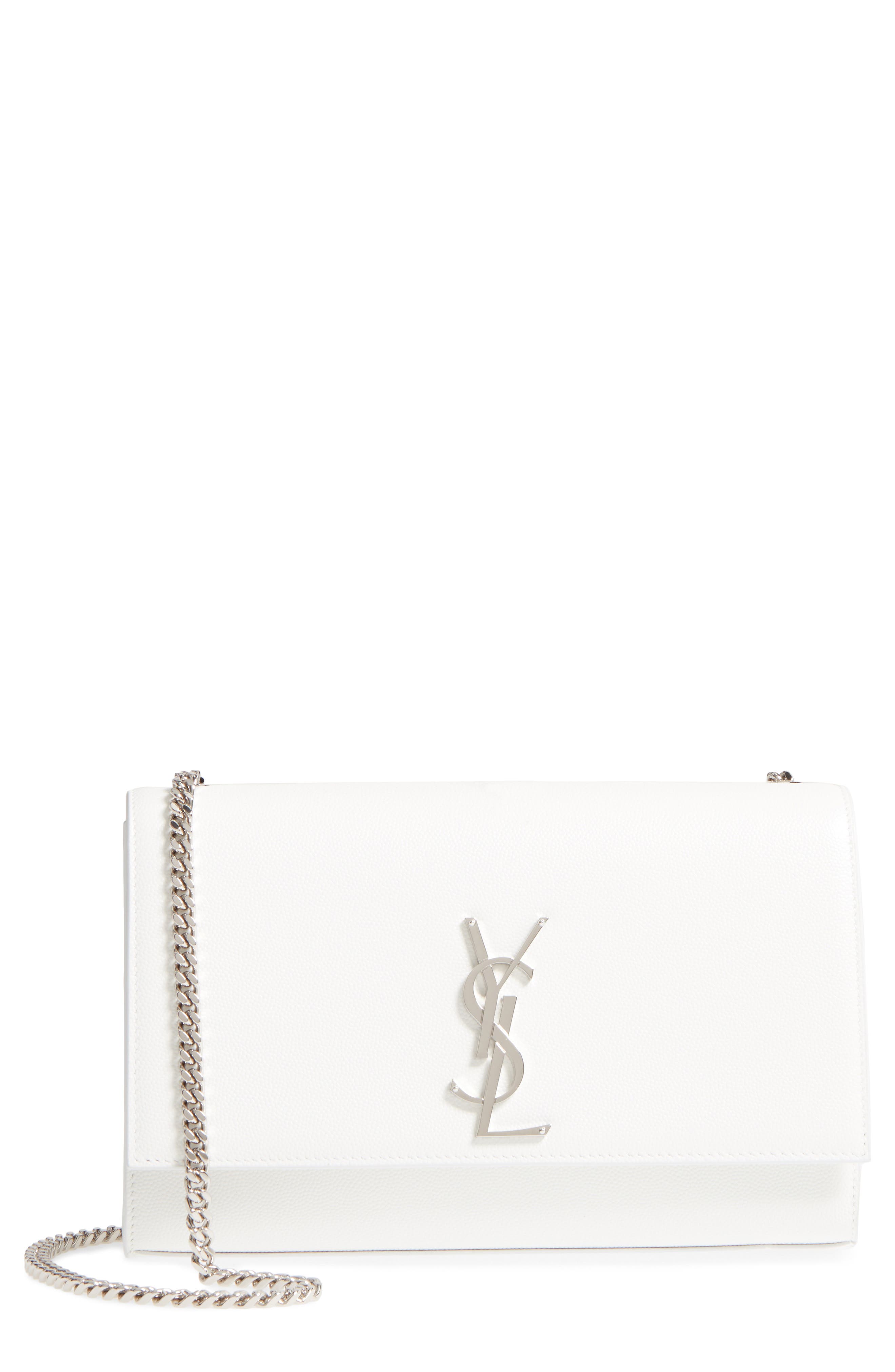 Medium Kate Leather Wallet on a Chain, Main, color, OPTIC WHITE