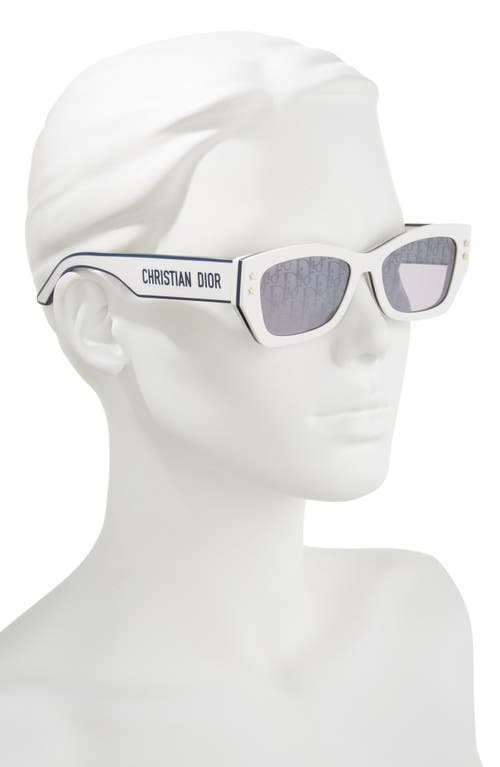 Dior Pacific S2u 53mm Mirrored Rectangular Sunglasses In White
