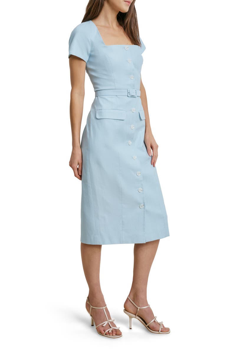 Favorite Daughter The Mademoiselle Belted Midi Dress, Alternate, color, Sea Blue