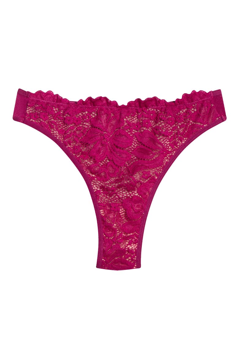 Floral Lace Thong, Alternate, color, BOYSENBERRY