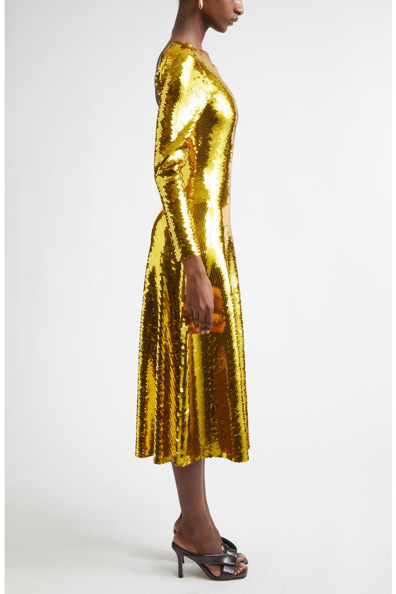 Long Sleeve Paillette Cocktail Dress, Alternate, color, 8480 GOLD
