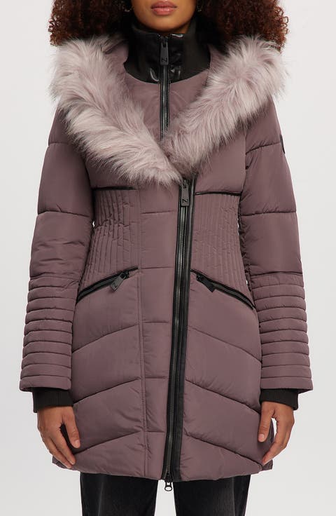 Gigi Vegan Faux Fur Trim Quilted Parka