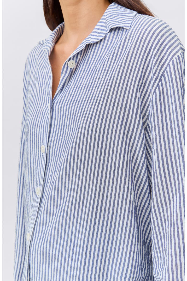 Sabine Stripe Seersucker Pajamas, Alternate, color, NAVY STRIPE