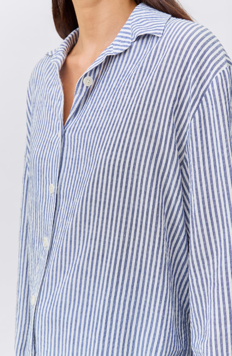 Papinelle Sabine Stripe Seersucker Pajamas, Alternate, color, Navy Stripe