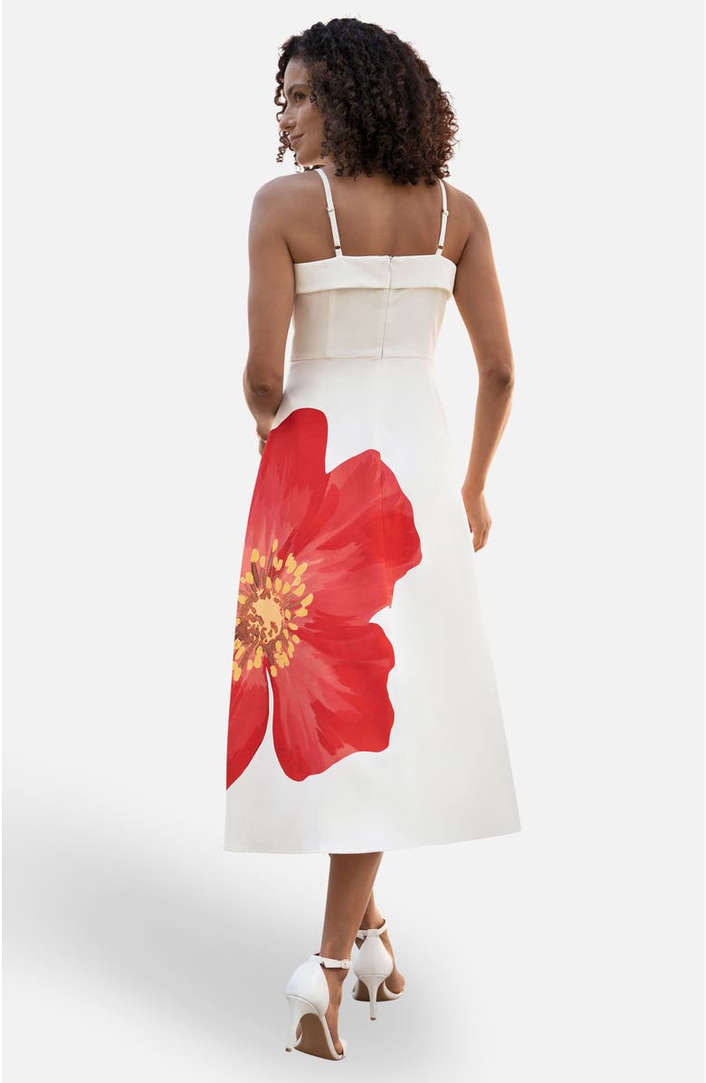 Yumi Oversize Poppy Placement Midi Sun Dress, Alternate, color, White
