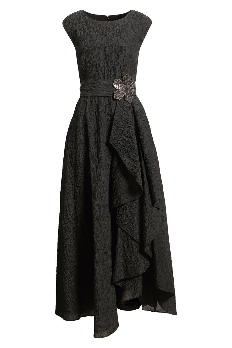 Crinkle Taffeta Gown, Main, color, BLACK