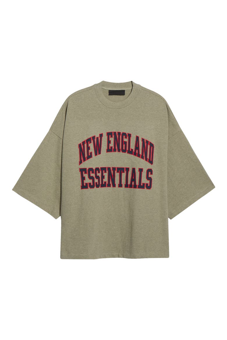 New England Patriots Merch Oversize Cotton Graphic T-Shirt, Main, color, CONCRETE HEATHER