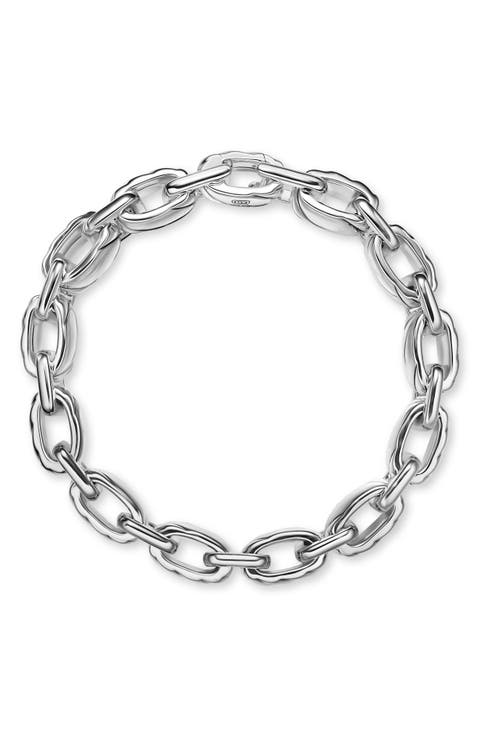 Men's Sculpted Cable Link Bracelet in Sterling Silver