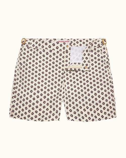 Orlebar Brown Bulldog Mid-length Swim Shorts In Latte/damson