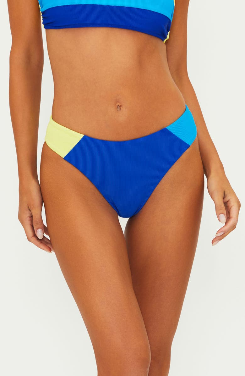 Beach Riot Kimora Colorblock Rib Bikini Bottoms, Main, color, Riviera Colorblock