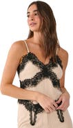 NASTY GAL Pinstripe Lace Trim Tailored Strappy Top