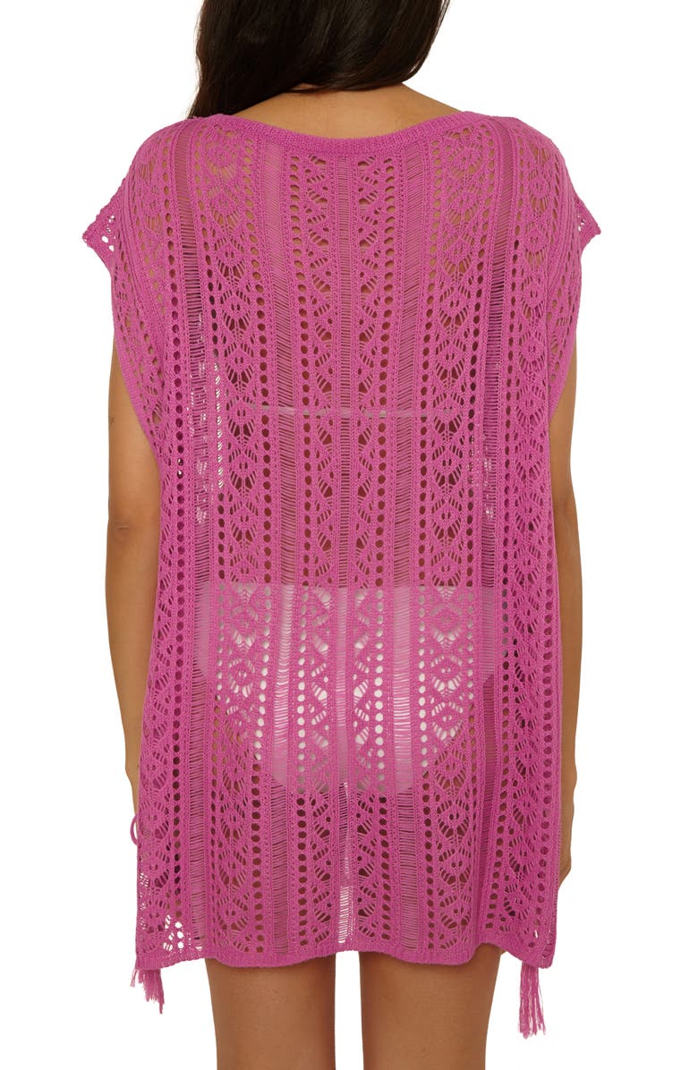 Becca Boho Bliss Sheer Cover-Up Tunic, Alternate, color, Rose Berry