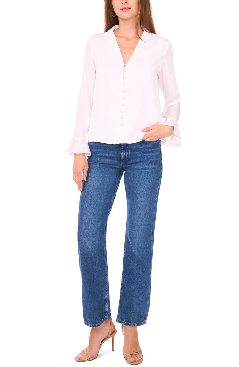 1.STATE Button Front Long Sleeve Top, Alternate, color, Ultra White