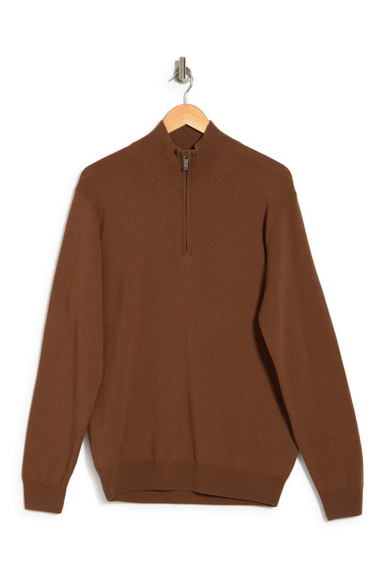 Cashmere Merino Half-Zip Sweater, Alternate, color, GINGER