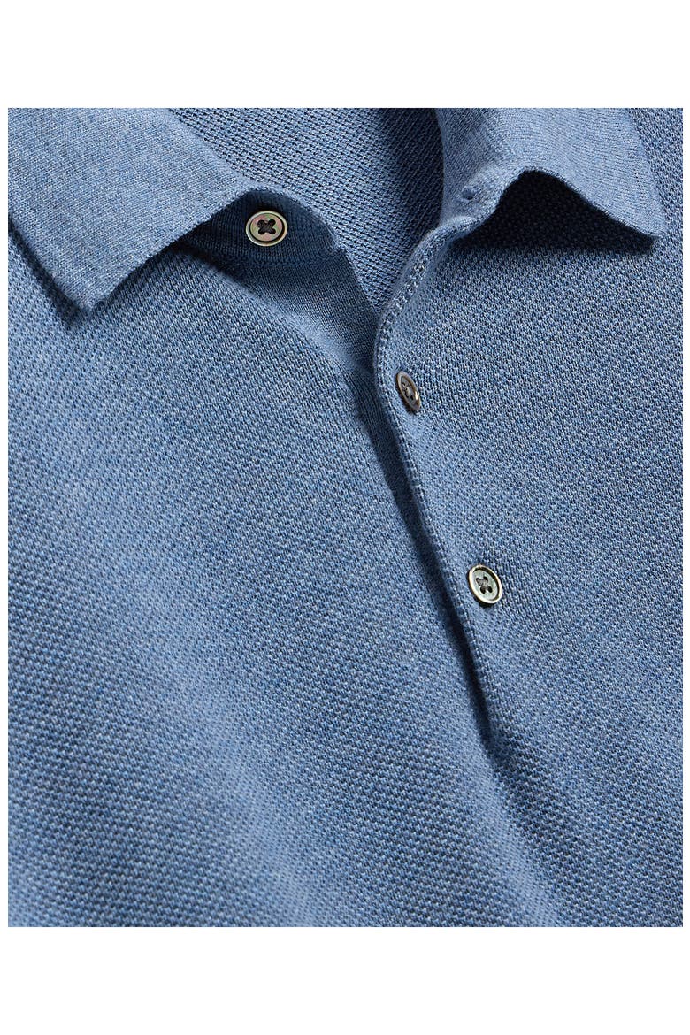 Cotton Piqué Polo, Alternate, color, BLUE HEATHER