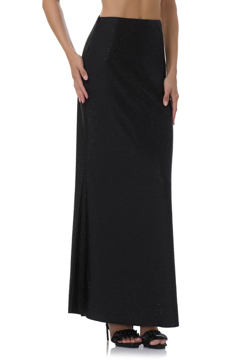 Tegan Metal Stud Jersey Maxi Skirt, Alternate, color, NOIR