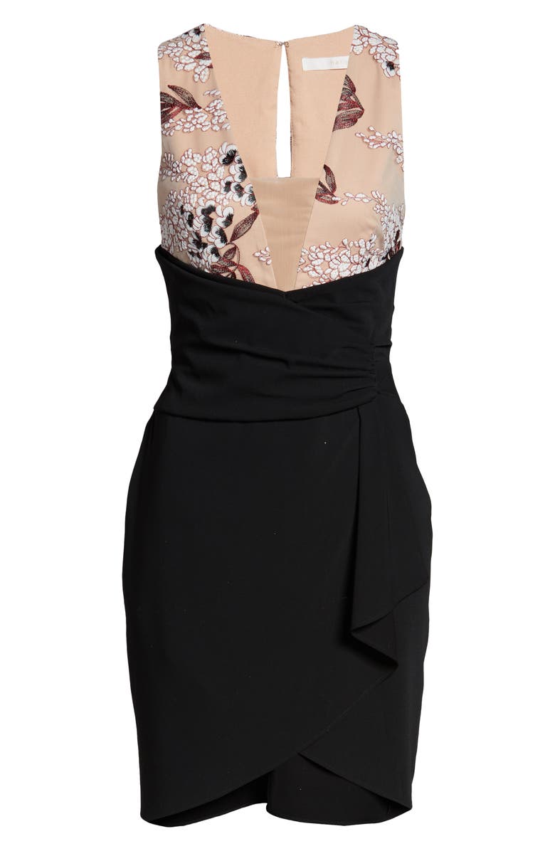 Harlyn Floral Bodice Ruffle Sheath Dress, Alternate, color, 