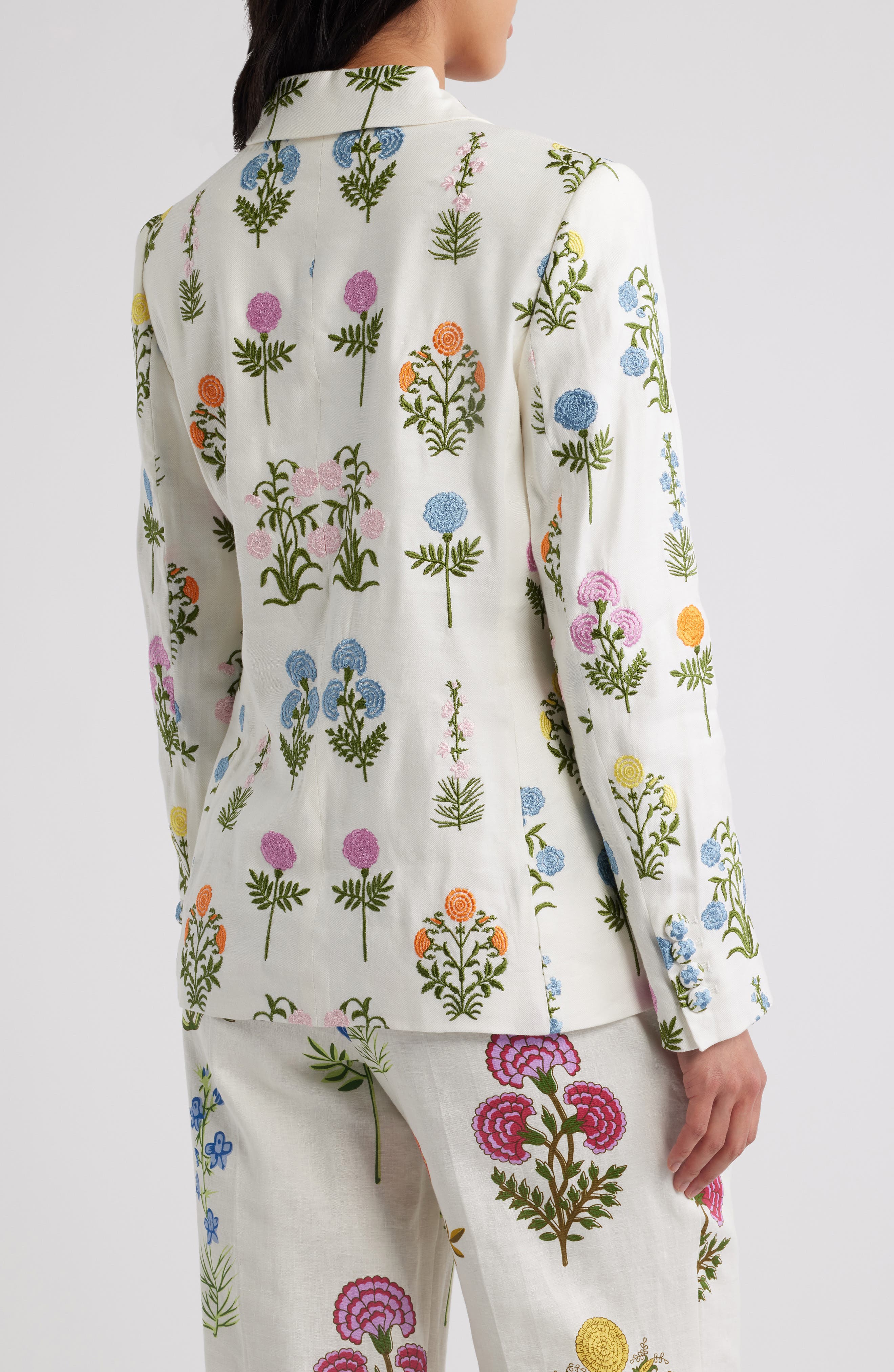The Amelia Floral Embroidery Linen Blend Blazer - image 2