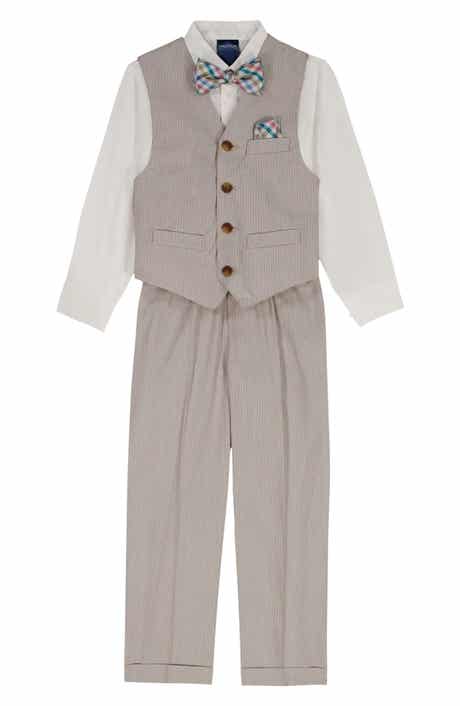 Nautica Kids' Mini Stripe Button-Up Shirt, Waistcoat, Pants & Bow Tie Set