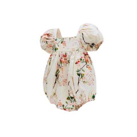 Elodie Bubble Puff Sleeves Ivory Botanical