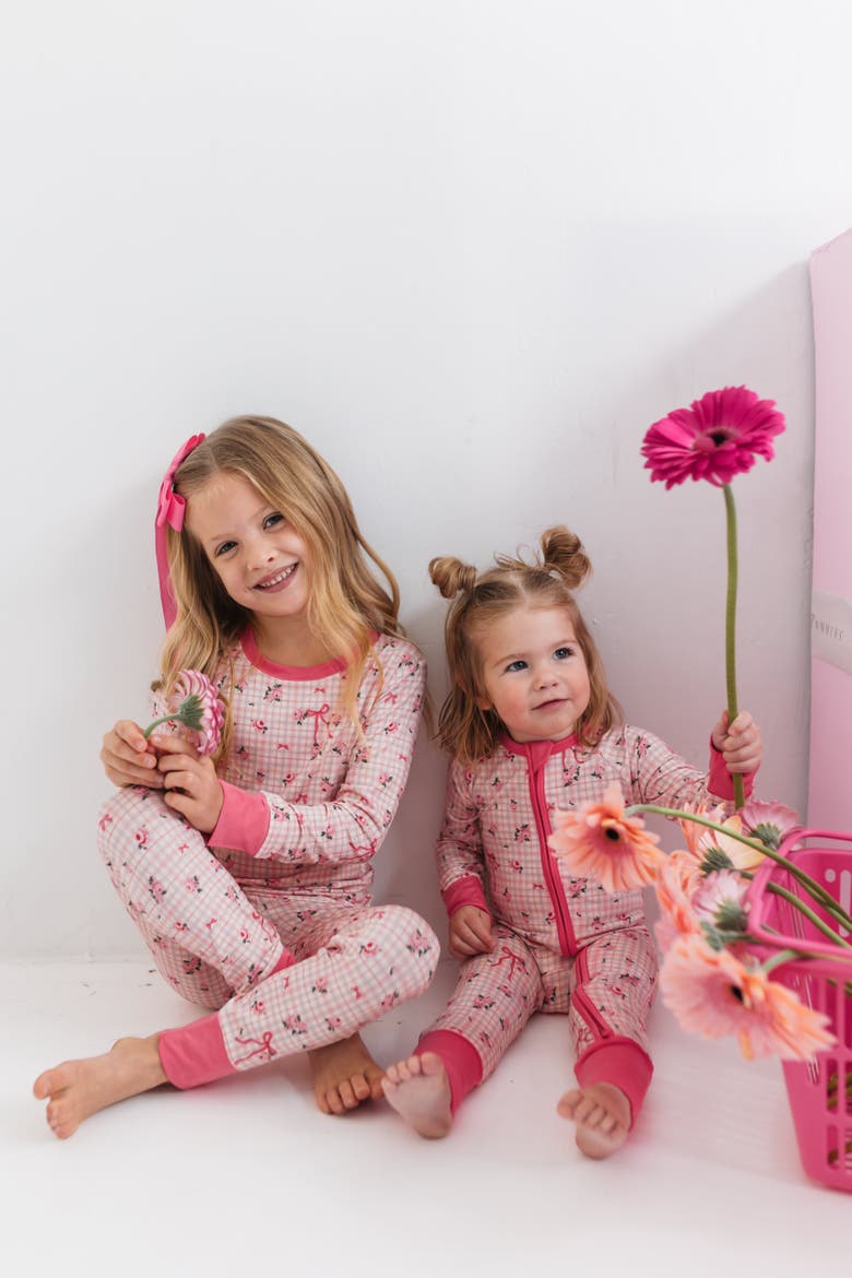 Charlotte Zipper Romper Sleepwear, Alternate, color, Pink Plaid / Floral