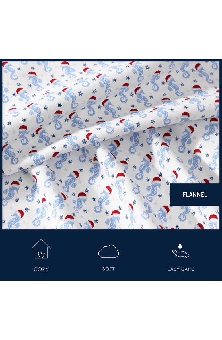 Nautica Holiday Seahorse Flannel Sheet Set, Alternate, color,