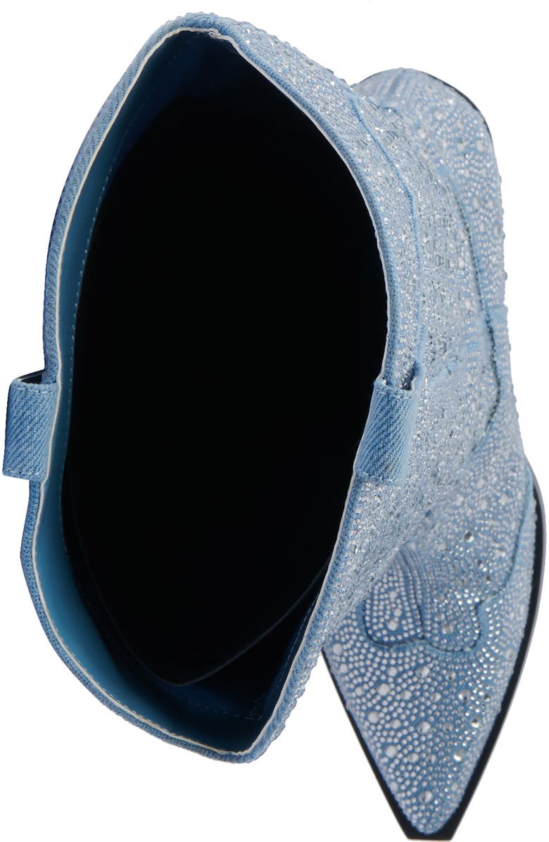 AZALEA WANG Louella Rhinestone Deim Tall Cowboy Boot, Alternate, color, Denim