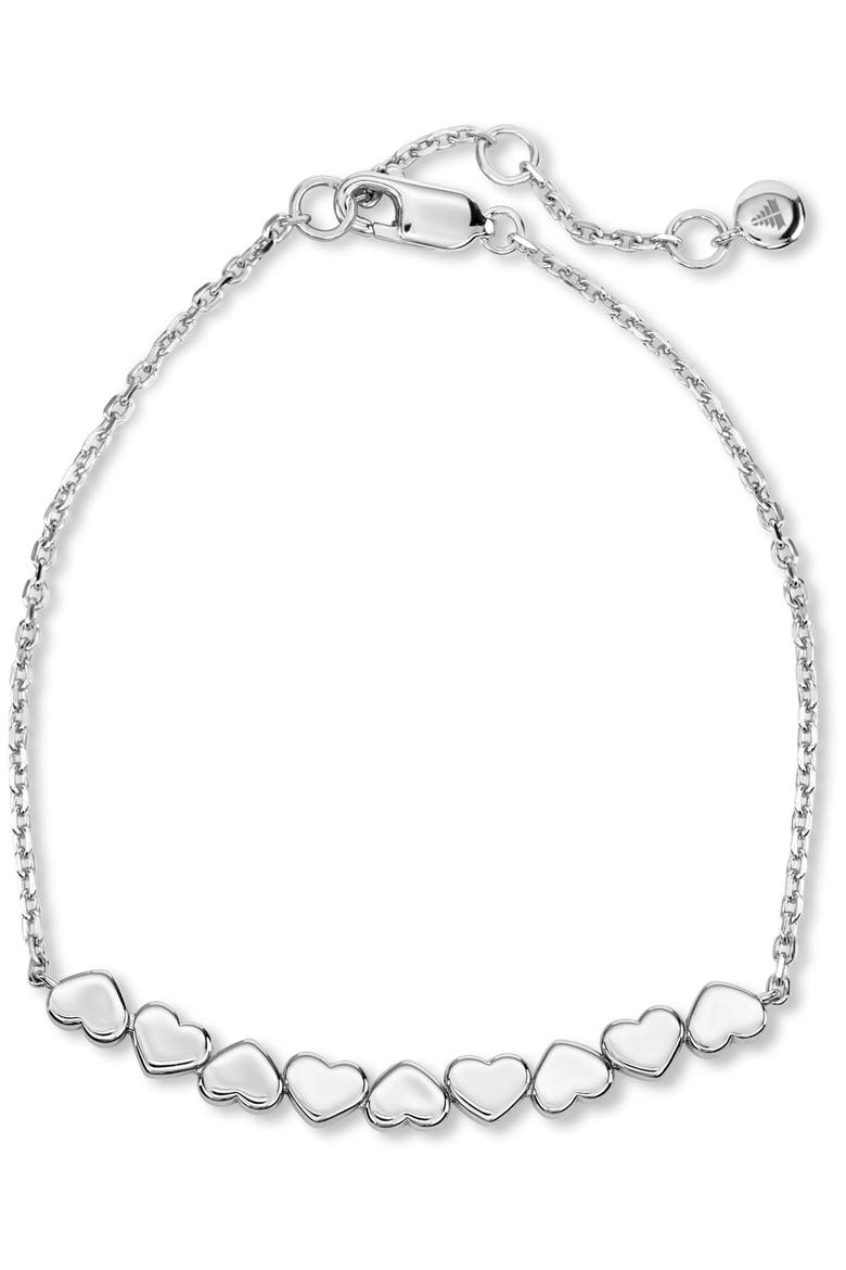 Sweet Heart Chain Bracelet in Rhodium Plated Sterling Silver, Alternate, color, Silver
