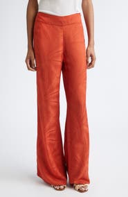 Johanna Ortiz Laid Back Energy Palm Jacquard Wide Leg Satin Pants