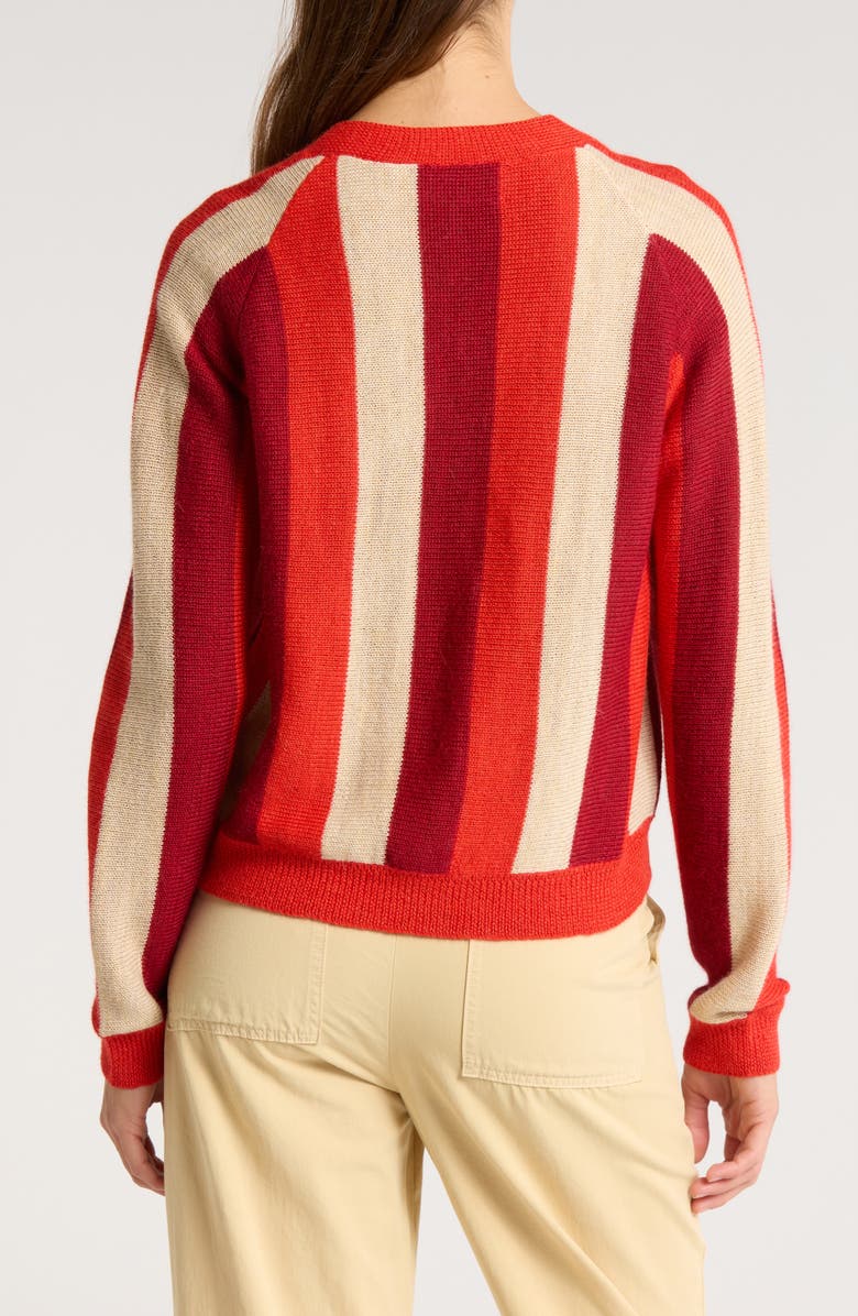 THE GREAT. The Varsity Cardigan, Alternate, color, Hot Red Stripe