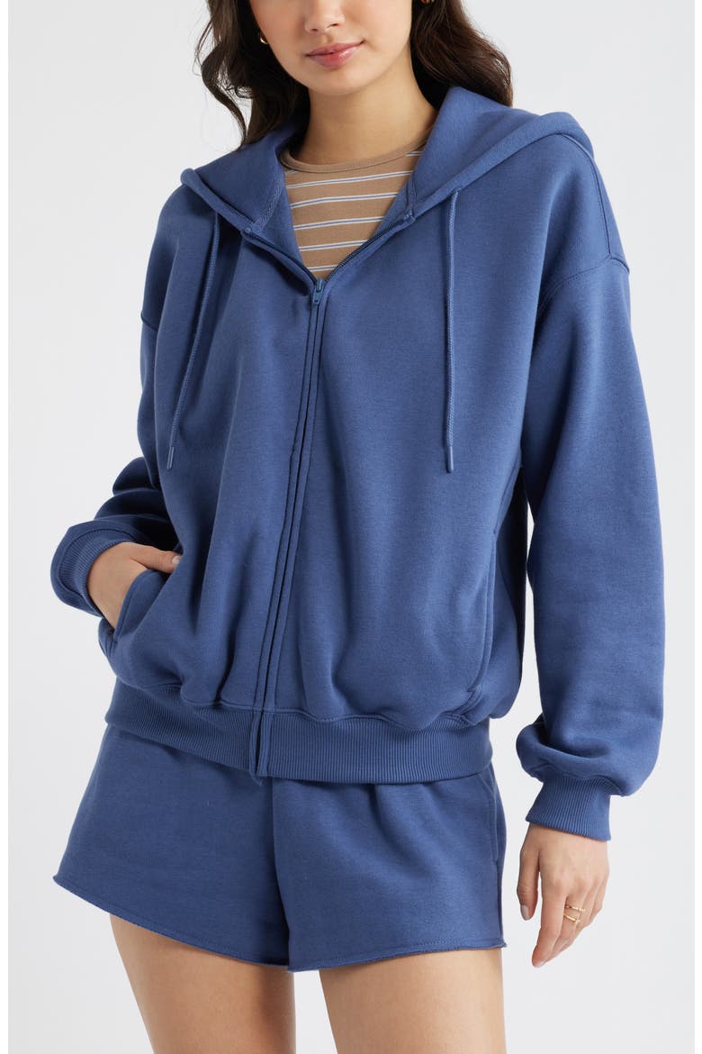 Bubble Zip Hoodie, Main, color, BLUE INDIGO