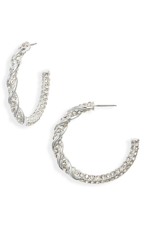 Crystal Pavé Hoop Earrings