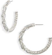 Open Edit Crystal Pavé Hoop Earrings