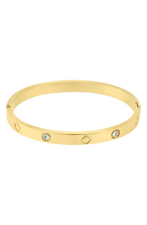 Water Resistant Cubic Zirconia & Clover Bangle