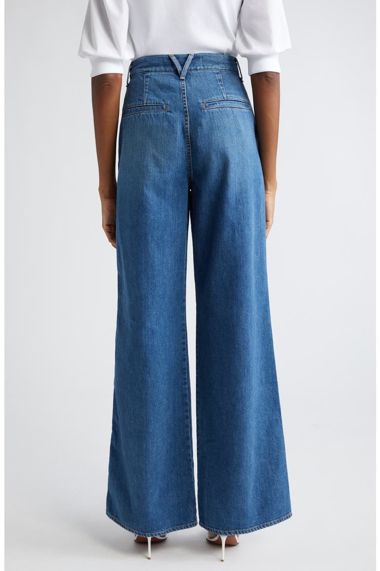 Veronica Beard Mia High Waist Double Pleat Wide Leg Jeans (Women