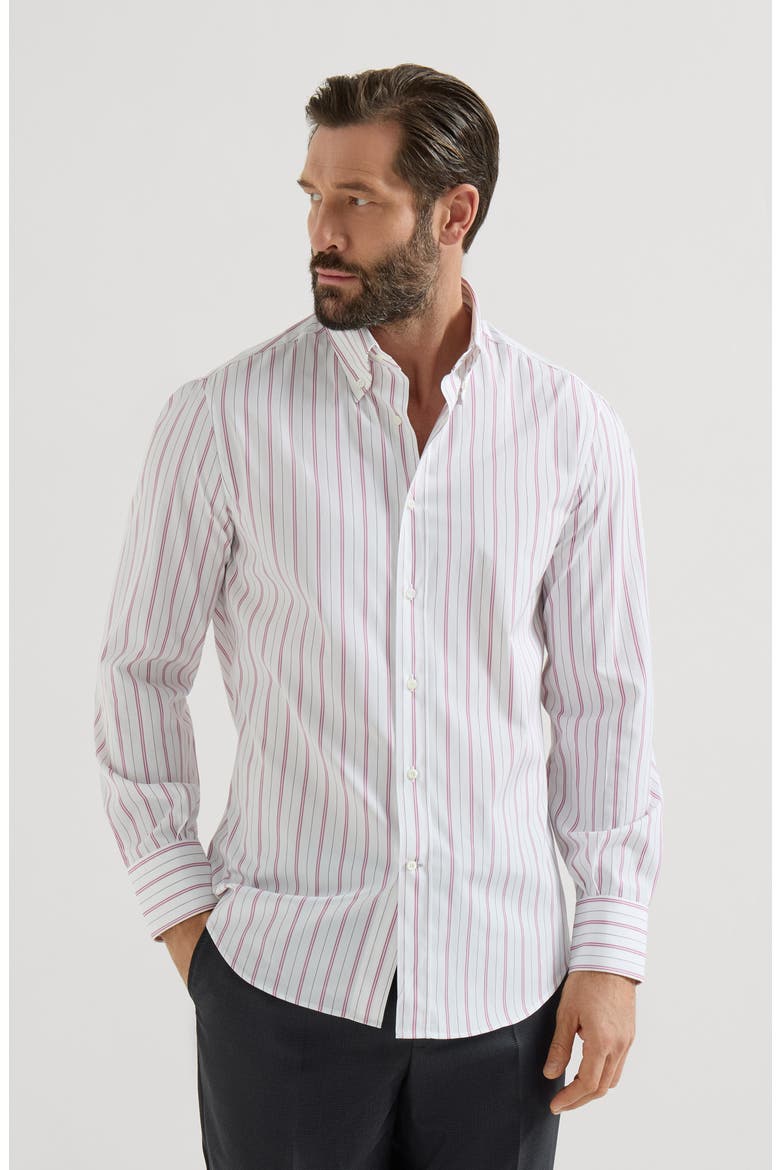 Striped poplin shirt, Main, color, White