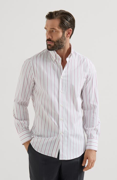Striped poplin shirt
