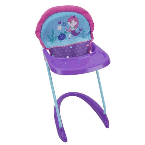 Mermaid Doll Highchair Kids Pretend Play Highchair W/ Front Tray 3+