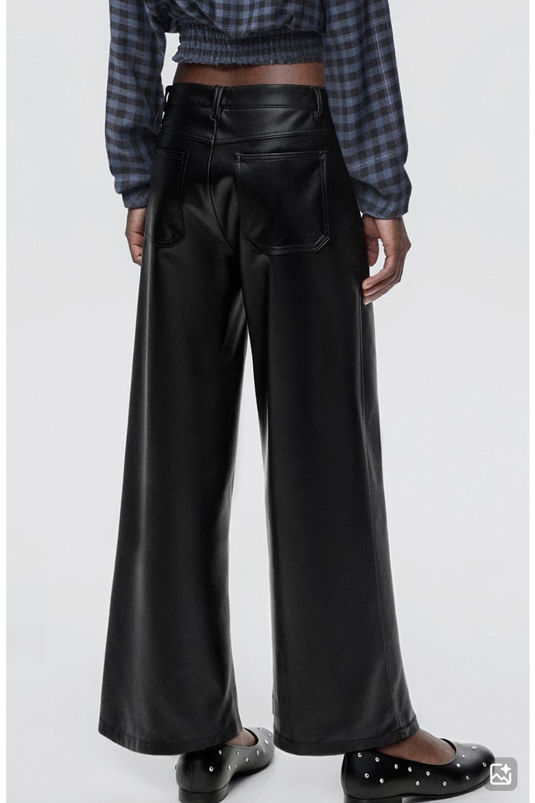 Studded Faux Leather Wide Leg Pants, Alternate, color, BLACK