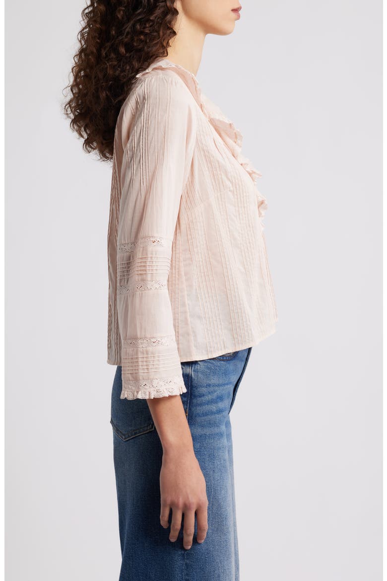 Huguette Pintuck Ruffle Top, Alternate, color, BLUSH