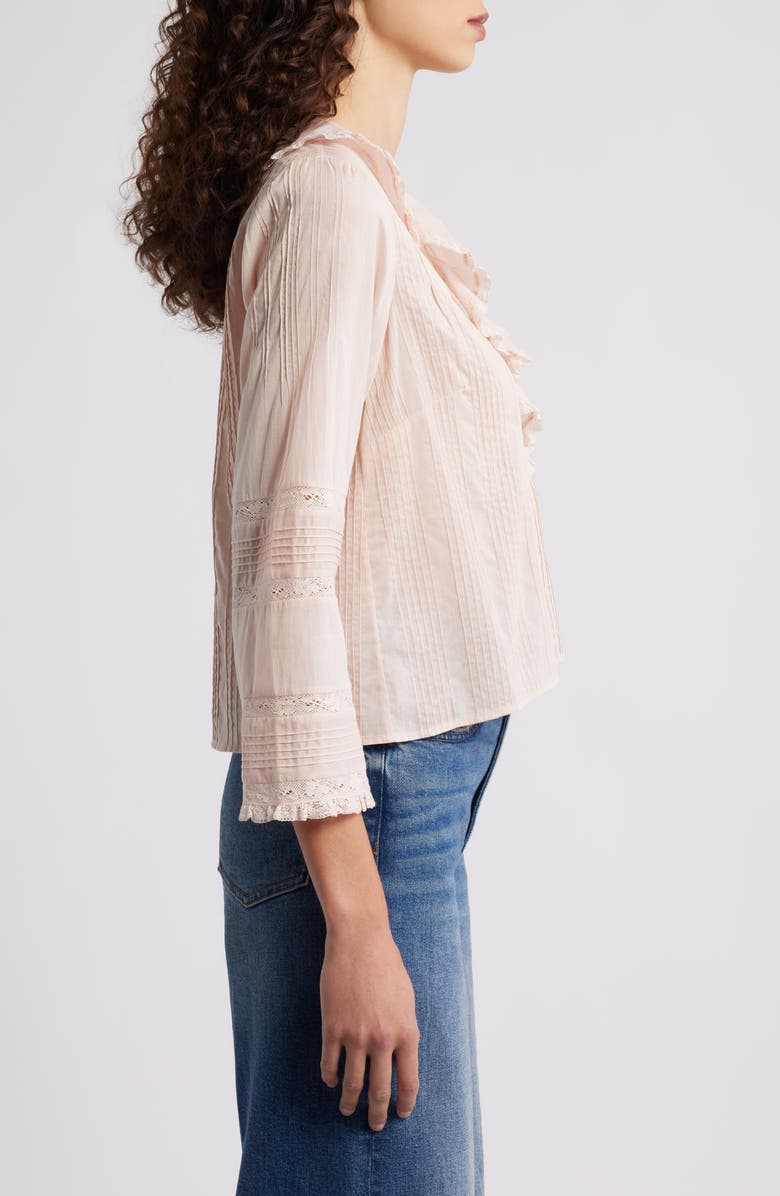 DÔEN Huguette Pintuck Ruffle Top, Alternate, color, Blush