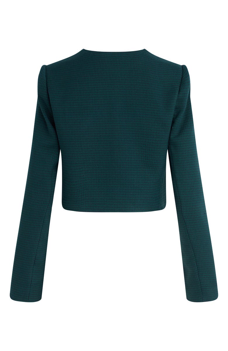 Favorite Daughter The Emily Houndstooth Crop Jacket, Alternate, color, Juniper Houndstoot