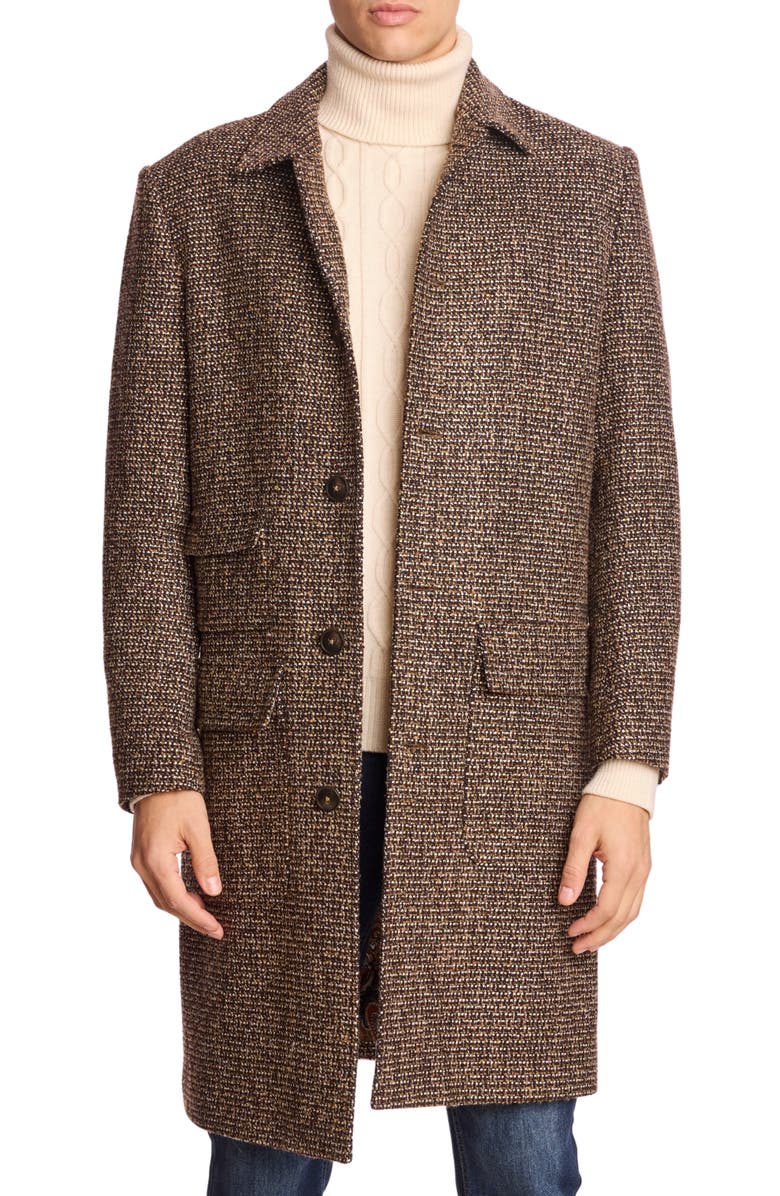 PAISLEY & GRAY Overcoat, Main, color, Brown Army White