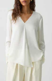 Theory Hidden Slit Silk Top