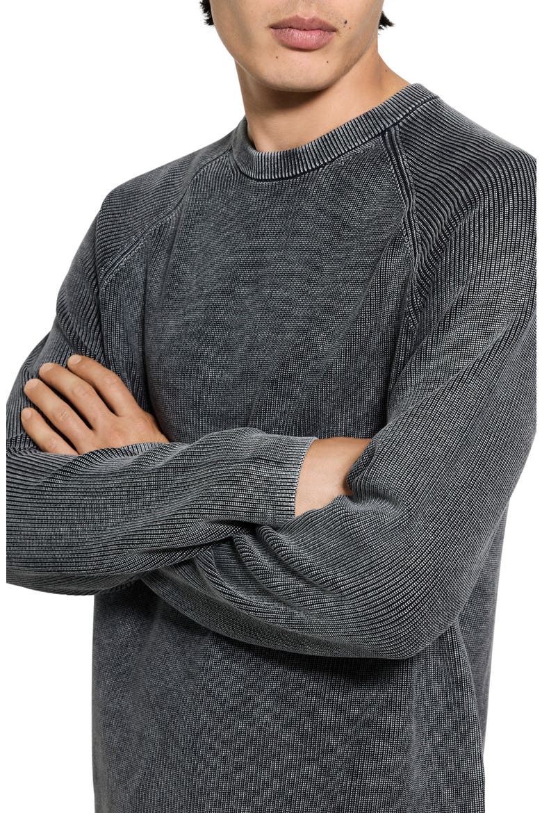 Washed Crewneck in Cotton Sweater, Alternate, color, WASHED BLACK