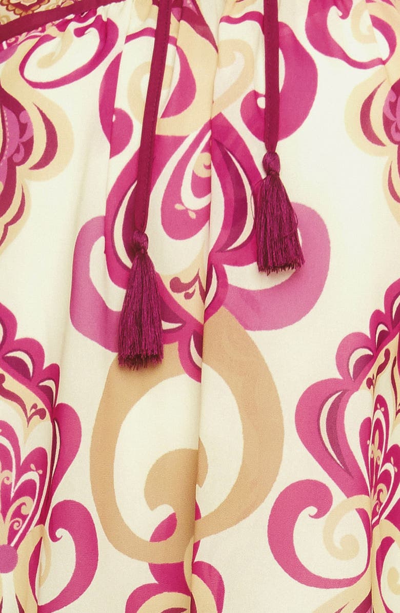 FLYING TOMATO Tie Keyhole Long Sleeve Top, Alternate, color, Ivory Pink