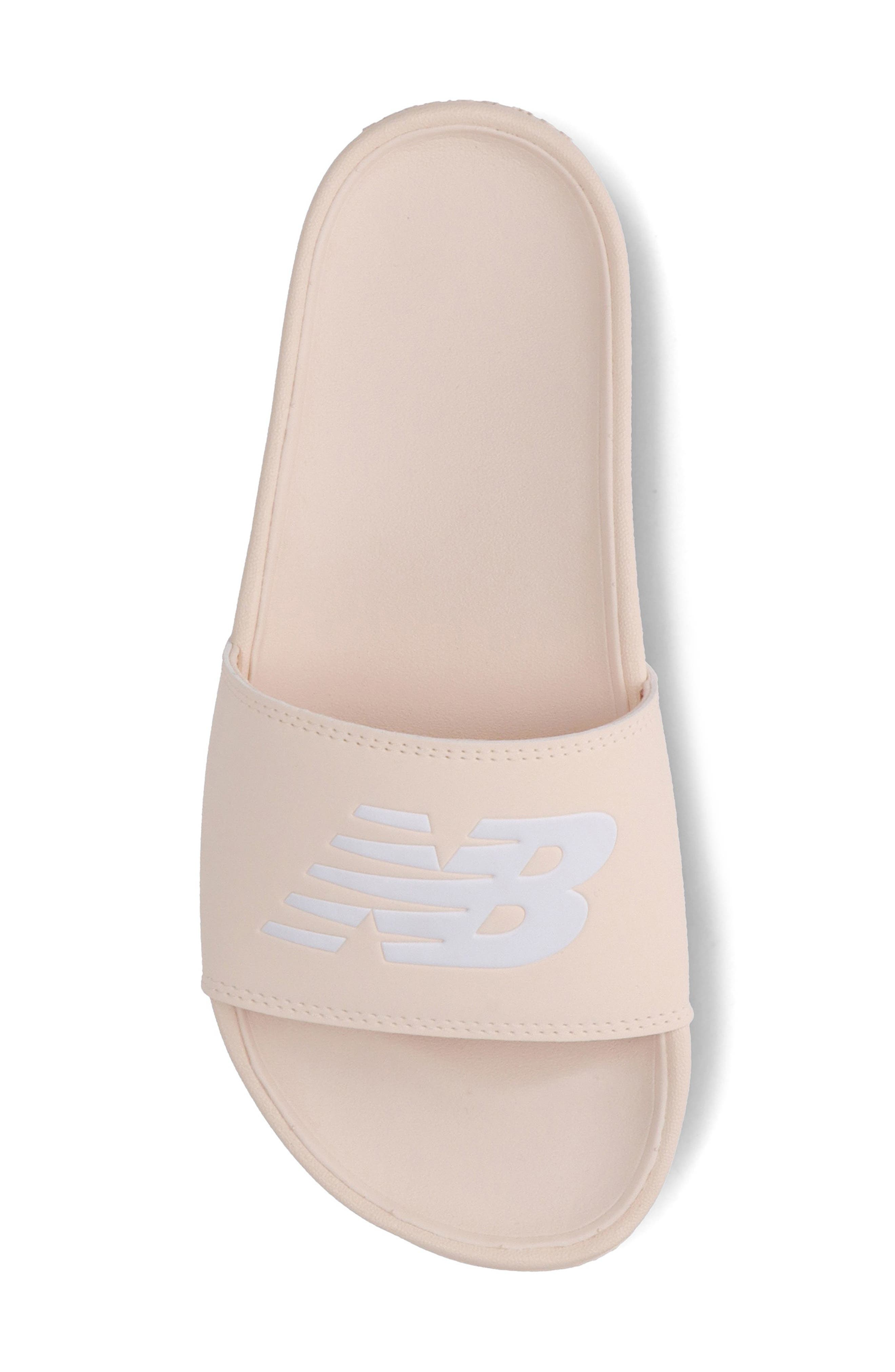 200 Faux Fur Slide Sandal, Alternate, color, VINTAGE ROSE/ WHITE