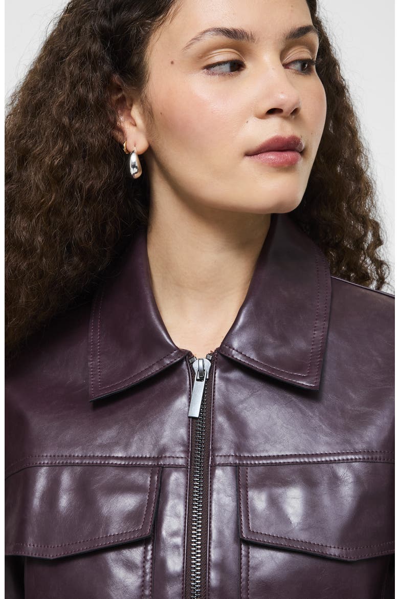 Kayleigh Faux Leather Bomber Jacket, Alternate, color, 60-BORDEAUX RED