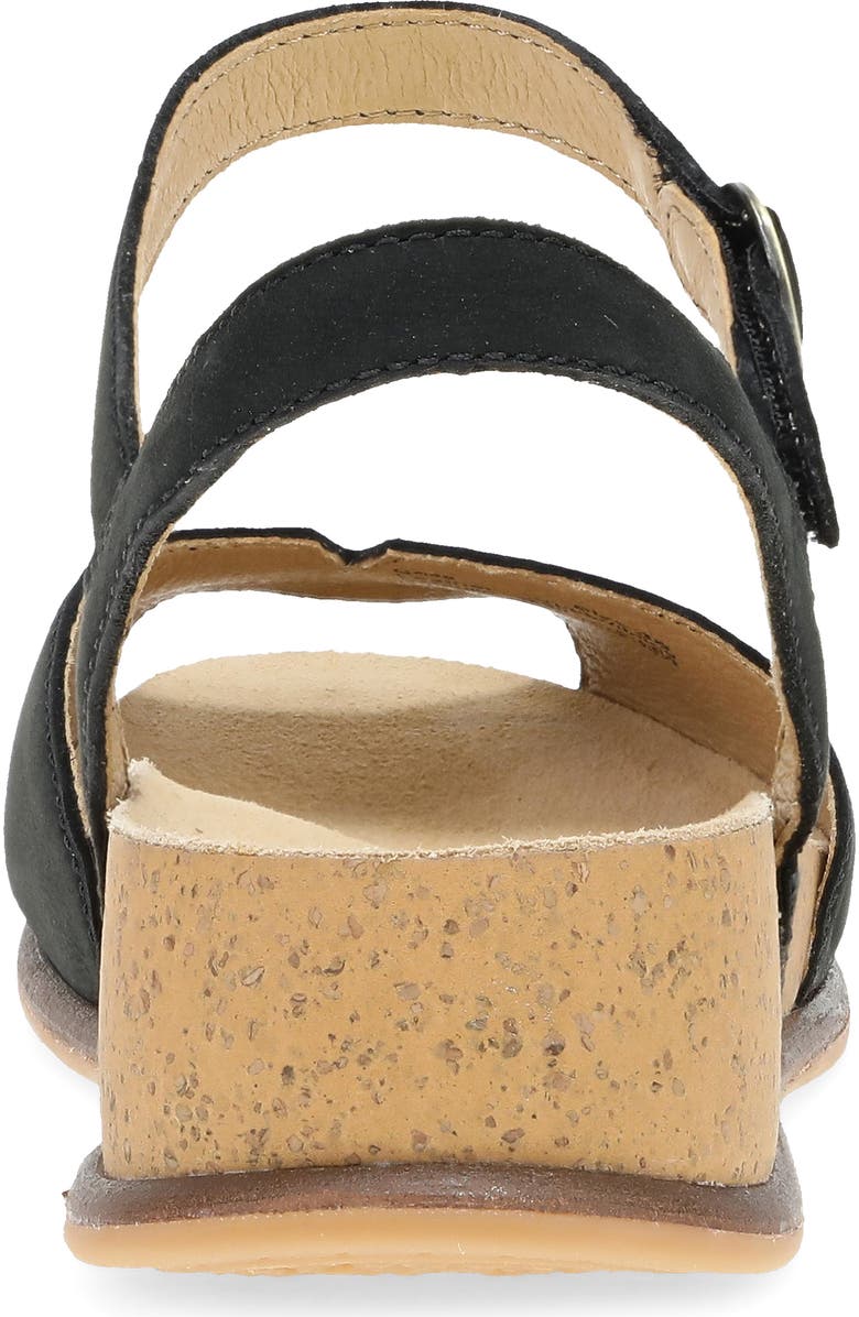 Dansko Cass Ankle Strap Peep Toe Wedge Sandal, Alternate, color, Black Milled Nubuck